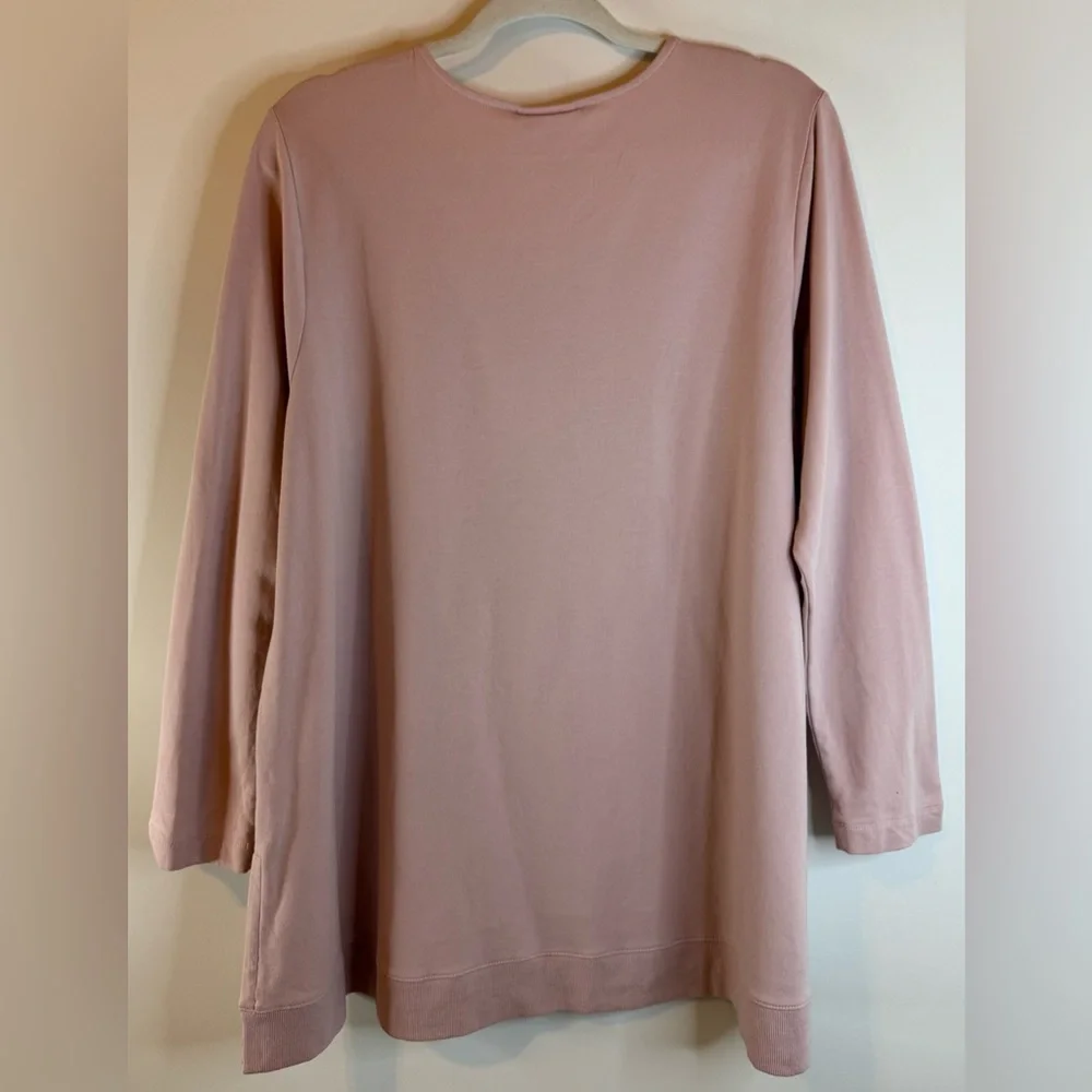 NEW PURE JILL J. JILL Pima Cotton Blush Pink Long Sleeve Tunic Top Size XL - Picture 3 of 5